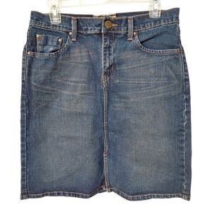 Y2K Levi Strauss Stretch Denim Knee Length Pencil Skirt SZ 10